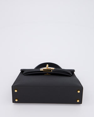 *HOT* Hermès Mini Kelly II 20 Bag in Noir Epsom Leather with Gold Hardware