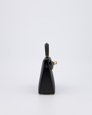 *HOT* Hermès Mini Kelly II 20 Bag in Noir Epsom Leather with Gold Hardware