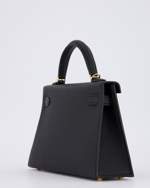 *HOT* Hermès Mini Kelly II 20 Bag in Noir Epsom Leather with Gold Hardware