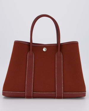 Hermès Garden Party 30 Bag in Rouge H Canvas and Negonda Leather with Palladium Hardware