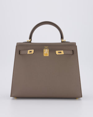 *RARE* Hermès Kelly 25 Sellier Bag in Gris Etain Epsom Leather with Gold Hardware