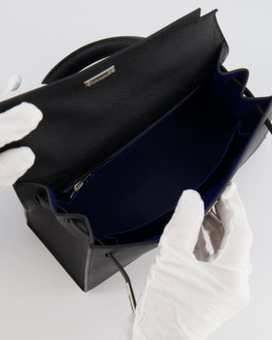 Hermès HSS Kelly 25 Sellier Bag in Noir Epsom Leather and Bleu Zellige Interior with Brushed Palladium Hardware&nbsp;