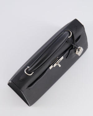 Hermès HSS Kelly 25 Sellier Bag in Noir Epsom Leather and Bleu Zellige Interior with Brushed Palladium Hardware&nbsp;