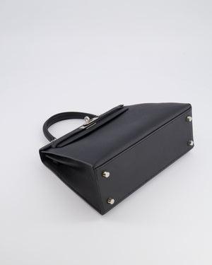 Hermès HSS Kelly 25 Sellier Bag in Noir Epsom Leather and Bleu Zellige Interior with Brushed Palladium Hardware&nbsp;