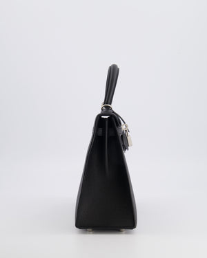 Hermès HSS Kelly 25 Sellier Bag in Noir Epsom Leather and Bleu Zellige Interior with Brushed Palladium Hardware&nbsp;
