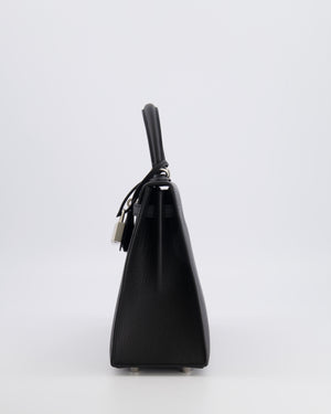 Hermès HSS Kelly 25 Sellier Bag in Noir Epsom Leather and Bleu Zellige Interior with Brushed Palladium Hardware&nbsp;