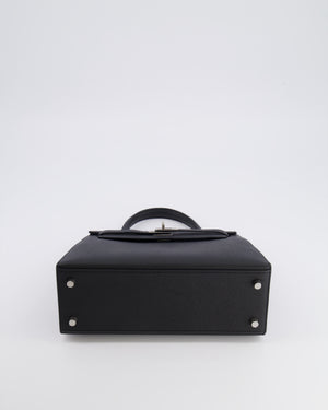 Hermès HSS Kelly 25 Sellier Bag in Noir Epsom Leather and Bleu Zellige Interior with Brushed Palladium Hardware&nbsp;