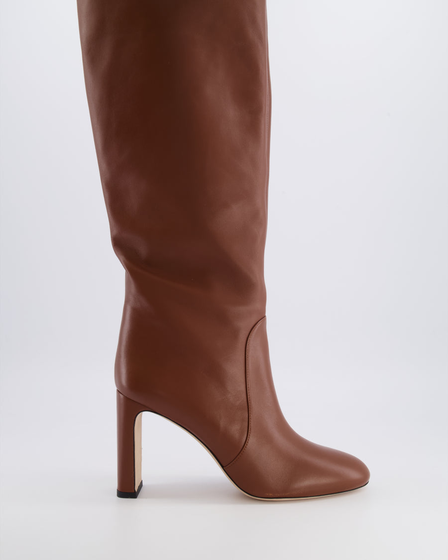 Stuart Weitzman Brown Nappa Leather Babette High-Knee Boots Size EU 42 RRP £795