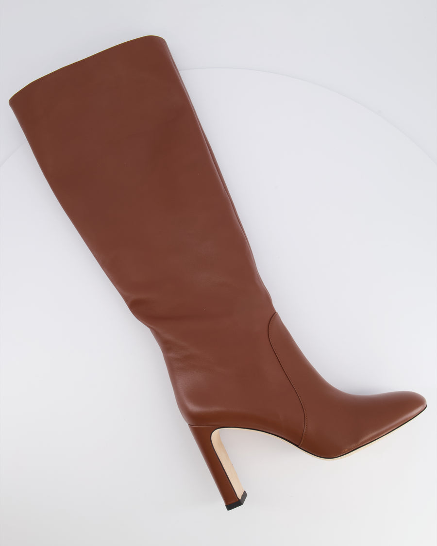 Stuart Weitzman Brown Nappa Leather Babette High-Knee Boots Size EU 42 RRP £795