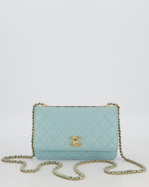 Chanel Blue Trendy Wallet on Chain Bag in Lambskin Leather with Gold Hardware