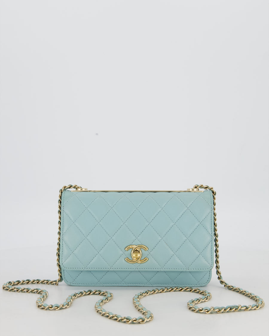 Chanel Blue Trendy Wallet on Chain Bag in Lambskin Leather with Gold Hardware