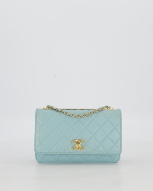 Chanel Blue Trendy Wallet on Chain Bag in Lambskin Leather with Gold Hardware