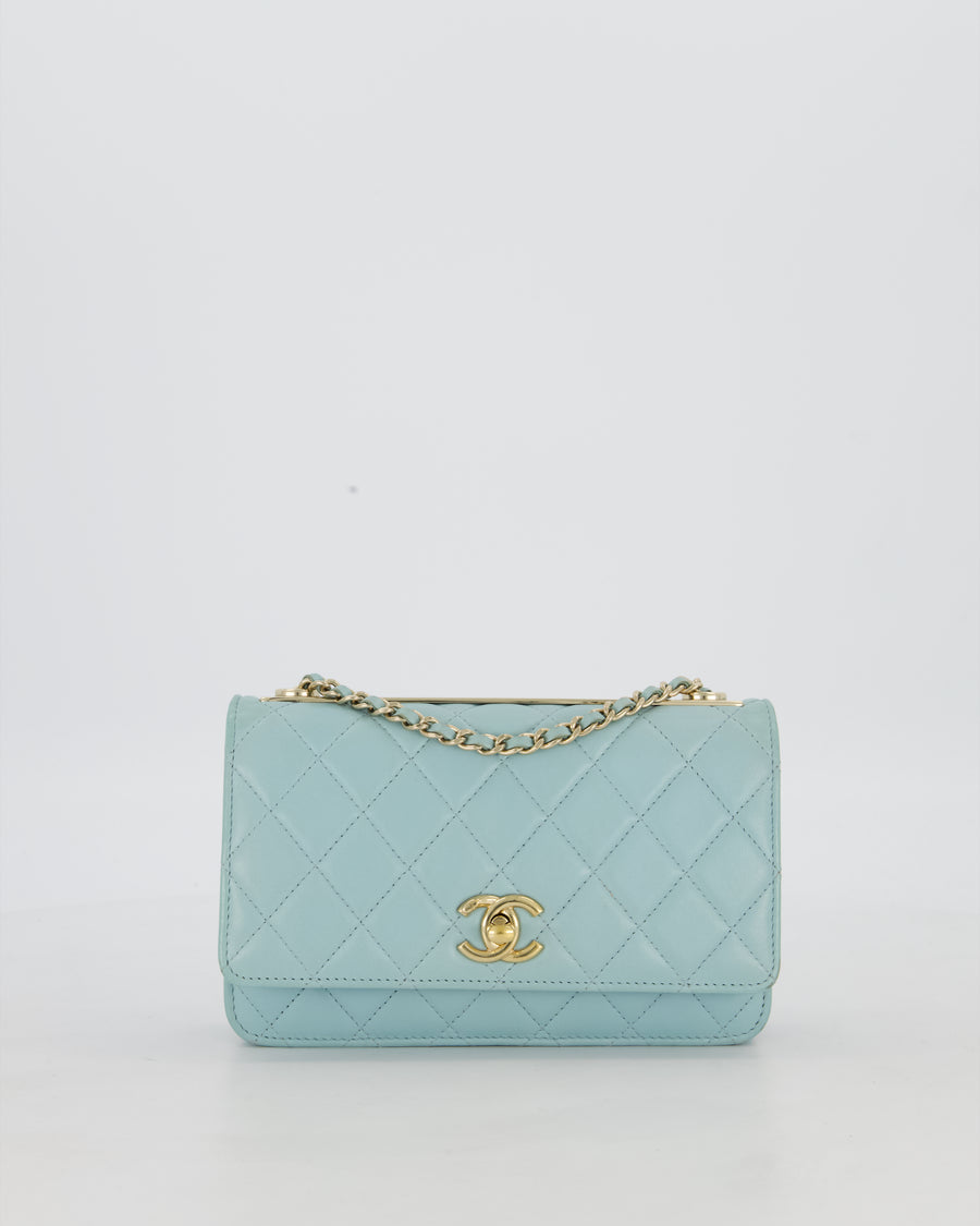 Chanel Blue Trendy Wallet on Chain Bag in Lambskin Leather with Gold Hardware
