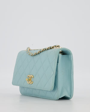 Chanel Blue Trendy Wallet on Chain Bag in Lambskin Leather with Gold Hardware