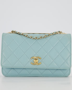 Chanel Blue Trendy Wallet on Chain Bag in Lambskin Leather with Gold Hardware