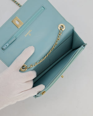 Chanel Blue Trendy Wallet on Chain Bag in Lambskin Leather with Gold Hardware