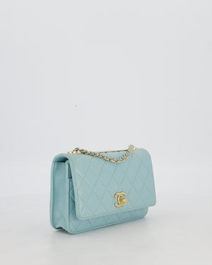 Chanel Blue Trendy Wallet on Chain Bag in Lambskin Leather with Gold Hardware