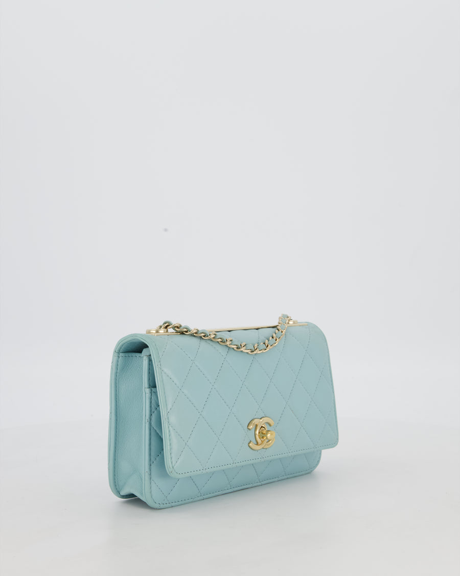Chanel Blue Trendy Wallet on Chain Bag in Lambskin Leather with Gold Hardware