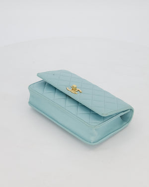 Chanel Blue Trendy Wallet on Chain Bag in Lambskin Leather with Gold Hardware