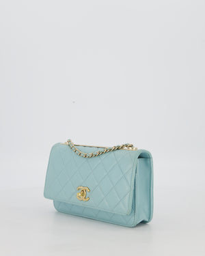 Chanel Blue Trendy Wallet on Chain Bag in Lambskin Leather with Gold Hardware