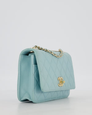 Chanel Blue Trendy Wallet on Chain Bag in Lambskin Leather with Gold Hardware