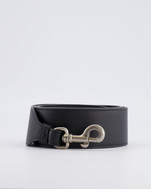Christian Dior Black Leather Shoulder Bag Strap with Silver Hardware