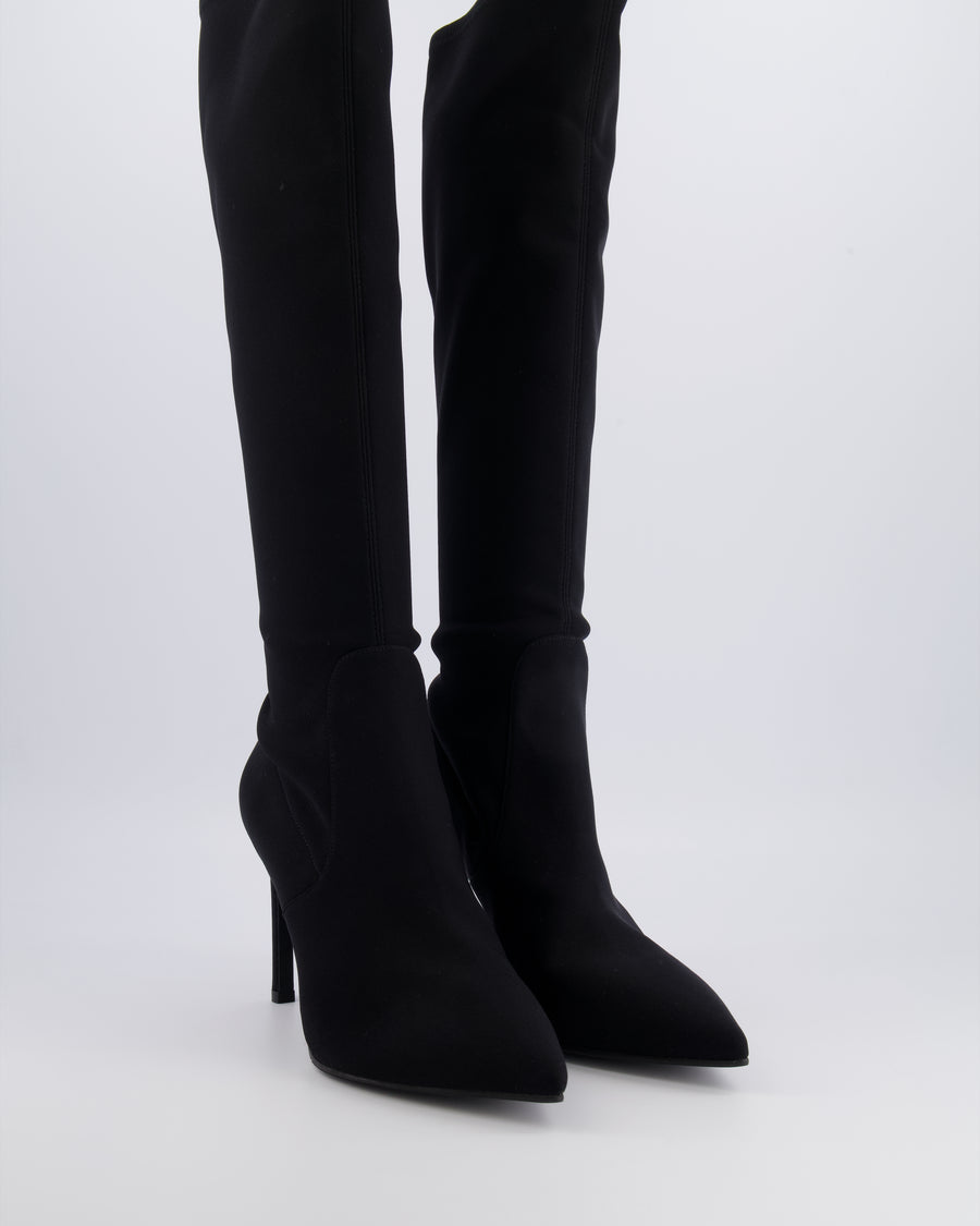 Stuart Weitzman Black Nylon Stretch Knee-High Boots Size EU 41 RRP £600