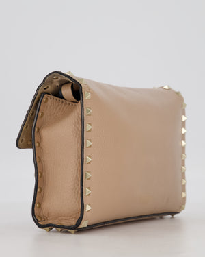 Valentino Nude Beige Rockstud Alcove Bag in Calfskin Leather with Gold Hardware