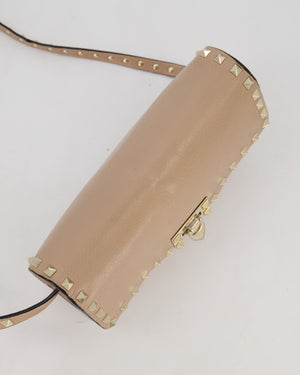 Valentino Nude Beige Rockstud Alcove Bag in Calfskin Leather with Gold Hardware