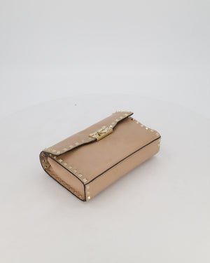 Valentino Nude Beige Rockstud Alcove Bag in Calfskin Leather with Gold Hardware