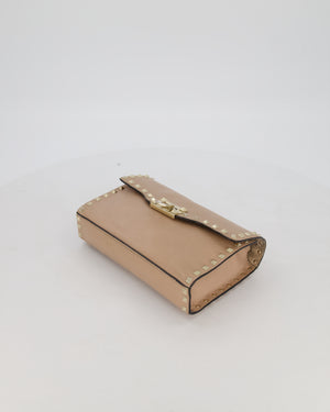 Valentino Nude Beige Rockstud Alcove Bag in Calfskin Leather with Gold Hardware