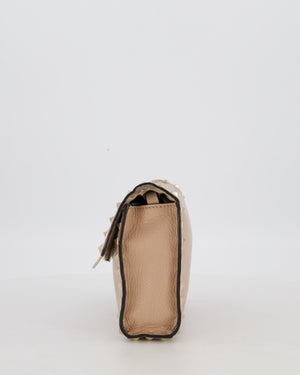 Valentino Nude Beige Rockstud Alcove Bag in Calfskin Leather with Gold Hardware