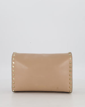 Valentino Nude Beige Rockstud Alcove Bag in Calfskin Leather with Gold Hardware