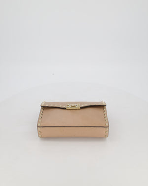 Valentino Nude Beige Rockstud Alcove Bag in Calfskin Leather with Gold Hardware