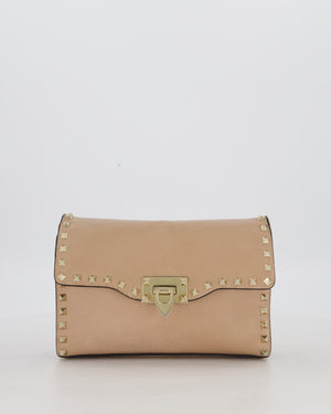 Valentino Nude Beige Rockstud Alcove Bag in Calfskin Leather with Gold Hardware