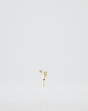 Chanel Gold CC Logo Pendants Earrings with Pearls and Crystal Details