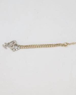 Chanel Silver Diamante CC Logo Necklace with Hearts Details
