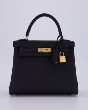 Hermès Kelly 25 Retourne Bag in Noir Togo Leather with Gold Hardware