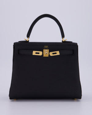 Hermès Kelly 25 Retourne Bag in Noir Togo Leather with Gold Hardware
