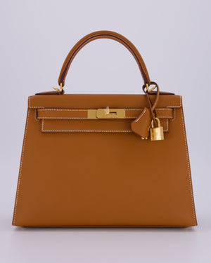 Hermès Kelly 28 Sellier Bag in Gold Epsom Leather with Gold Hardware