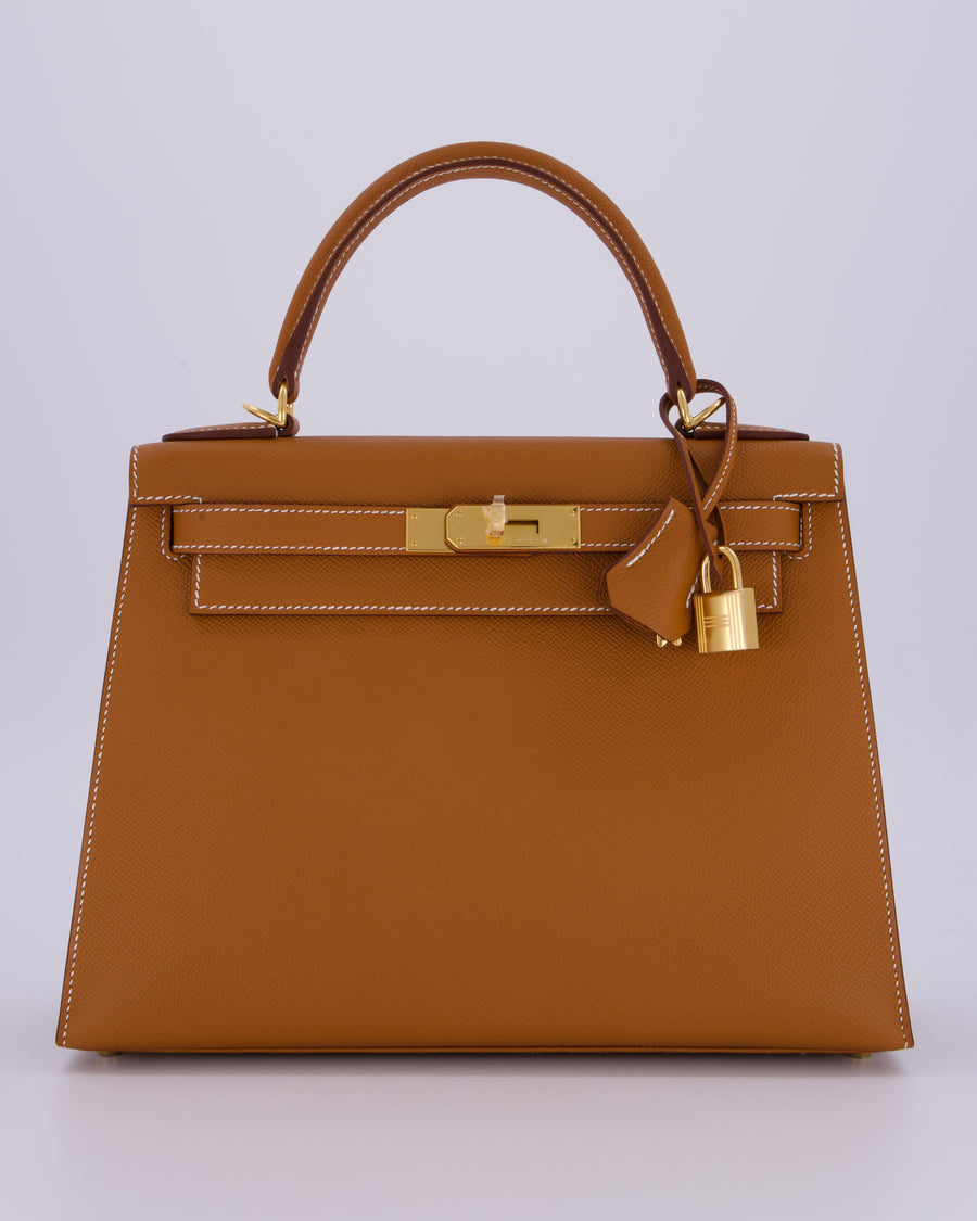 Hermès Kelly 28 Sellier Bag in Gold Epsom Leather with Gold Hardware