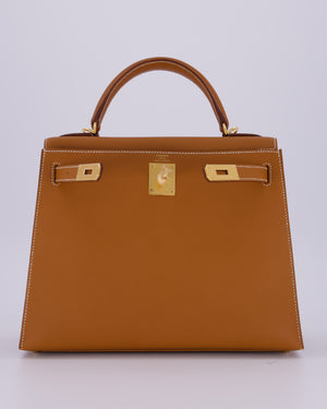 Hermès Kelly 28 Sellier Bag in Gold Epsom Leather with Gold Hardware