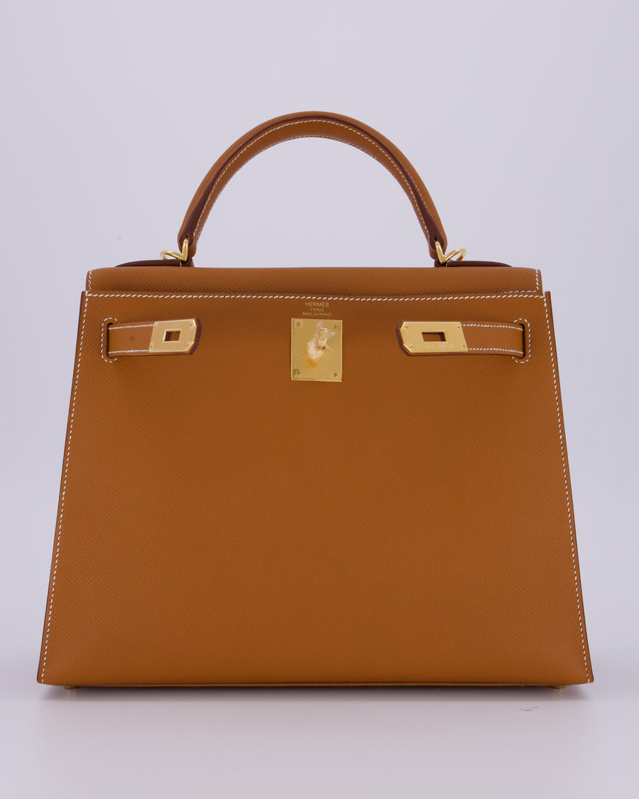 Hermès Kelly 28 Sellier Bag in Gold Epsom Leather with Gold Hardware