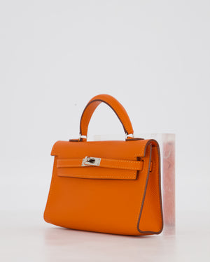 Hermès Micro Mini Kelly 15 Bag in Orange Epsom Leather with Palladium Hardware