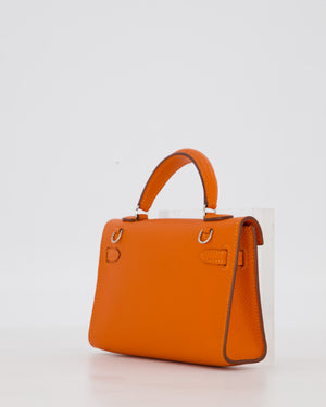 Hermès Micro Mini Kelly 15 Bag in Orange Epsom Leather with Palladium Hardware