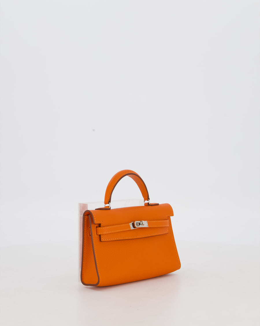 Hermès Micro Mini Kelly 15 Bag in Orange Epsom Leather with Palladium Hardware