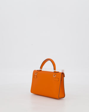Hermès Micro Mini Kelly 15 Bag in Orange Epsom Leather with Palladium Hardware