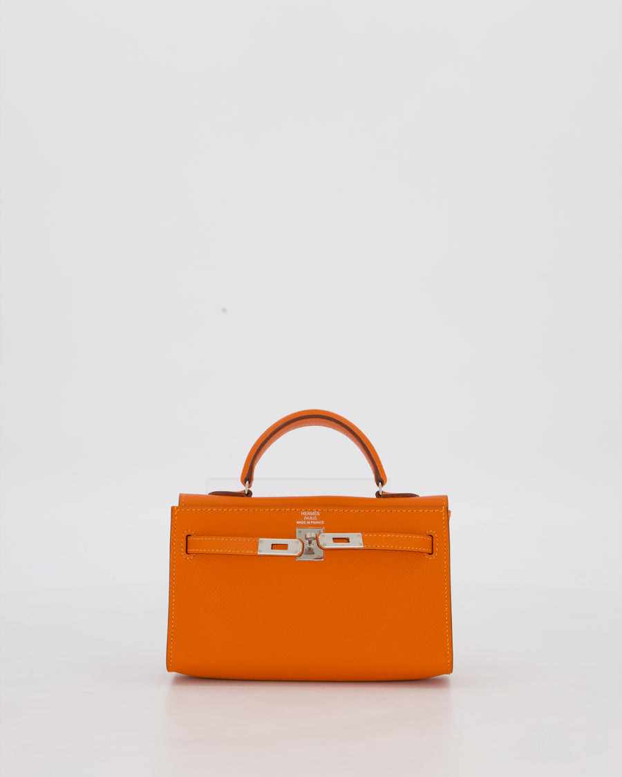 Hermès Micro Mini Kelly 15 Bag in Orange Epsom Leather with Palladium Hardware