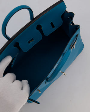 Hermès Birkin 25 Retourne Bag in Bleu Saint Cyr Chèvre Mysore Leather with Palladium Hardware