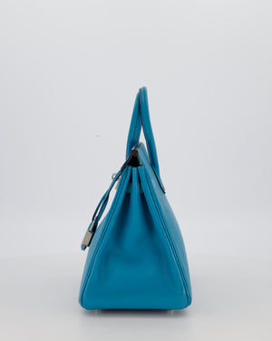 Hermès Birkin 25 Retourne Bag in Bleu Saint Cyr Chèvre Mysore Leather with Palladium Hardware